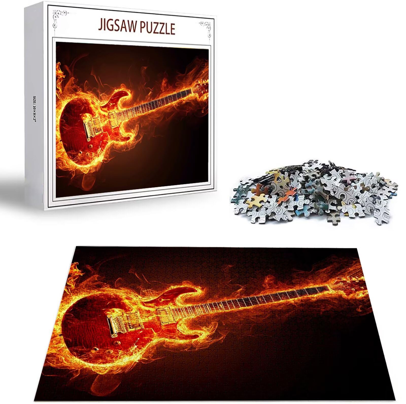 Puzzle Flamme 6000 elementów dla dorosłych, puzzle 6000 elementów dla dorosłych i dzieci od 14 lat, puzzle gitarowe najwyższej jakości drewno z wykwintnym pudełkiem, prezent męski B-1377