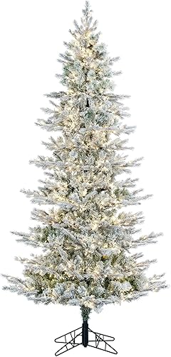 Vickerman Kiana - Árbol de Navidad artificial preiluminado delgado de 9 x 51 pulgadas, blanco cálido, gran angular de bajo voltaje, luces LED de