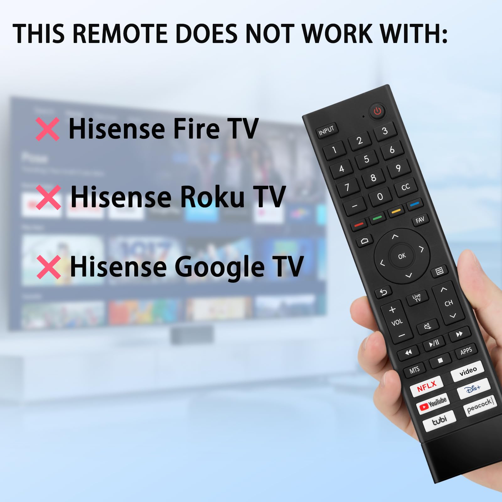 Remplacement pour télécommande Hisense Smart TV