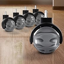 Sytopia Bürostuhl Rollen 5er Set in Grau, Rollen für Bürostühle 11 x 22 mm für Teppichböden, Hartboden, Bodenschutzmatte, Gaming Stuhlrollen, Strapazierfähig, Glatt und Leise