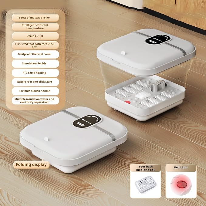 Baño de pies plegable con masaje y calentador miniatura 4