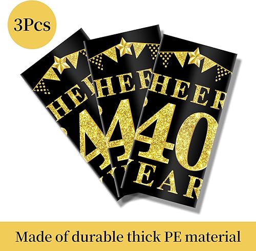 Miniatura 3 de Paquete de 3 manteles de decoración de cumpleaños n 40 para hombres y mujeres mantel de mesa de felicitación a 40 años suministros de fiesta