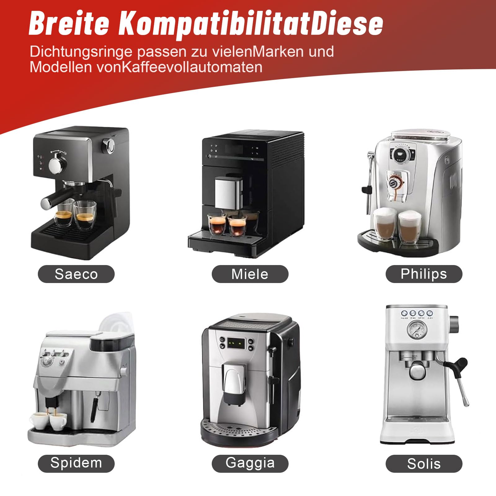 Kit De 45 Juntas Tóricas + 5 Cepillos Para Cafeteras Philips Saeco Y LatteGo - Repuestos De Silicona Y Limpieza