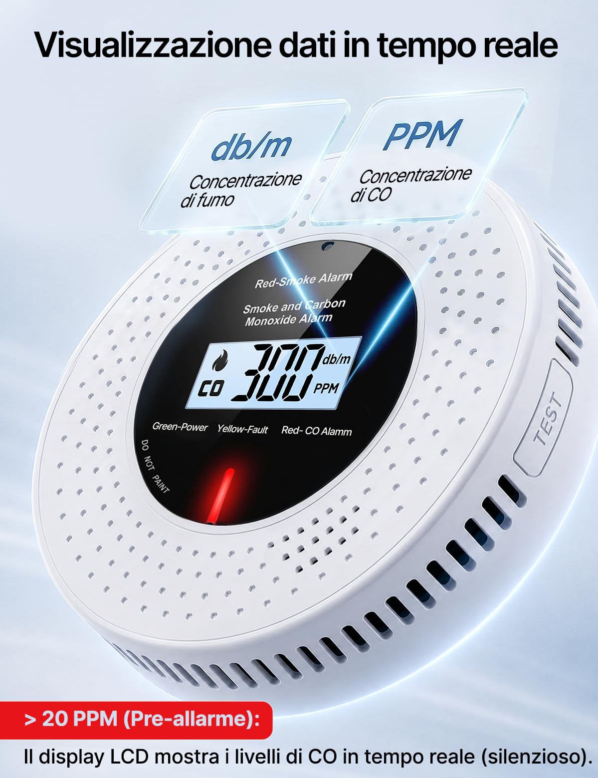 MOES Rilevatore di Fumo e Monossido di Carbonio Smart Zigbee, 2 Pz | Gateway Zigbee richiesto, durata sensore 10 anni, dati LCD in tempo reale, allarme 85 dB, controllo app