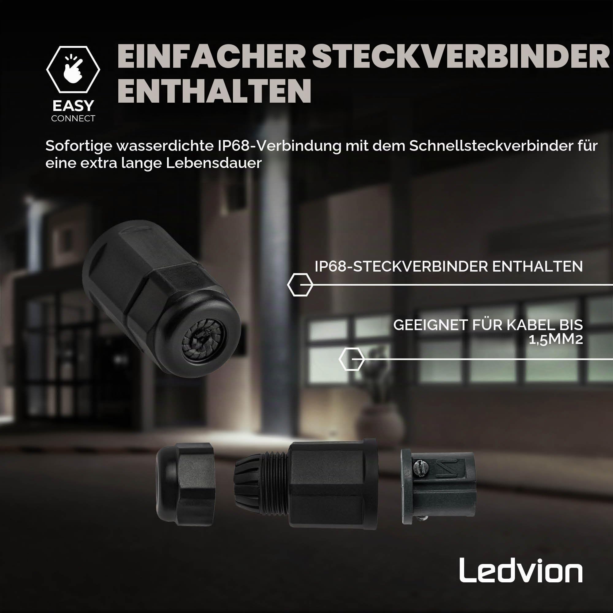 Ledvion LED Strahler Außen 200W wasserdicht IP65 4000K 17000lm | Schnellanschluss und verstellbare Halterung fuer Fassade Hof Garten und Betrieb