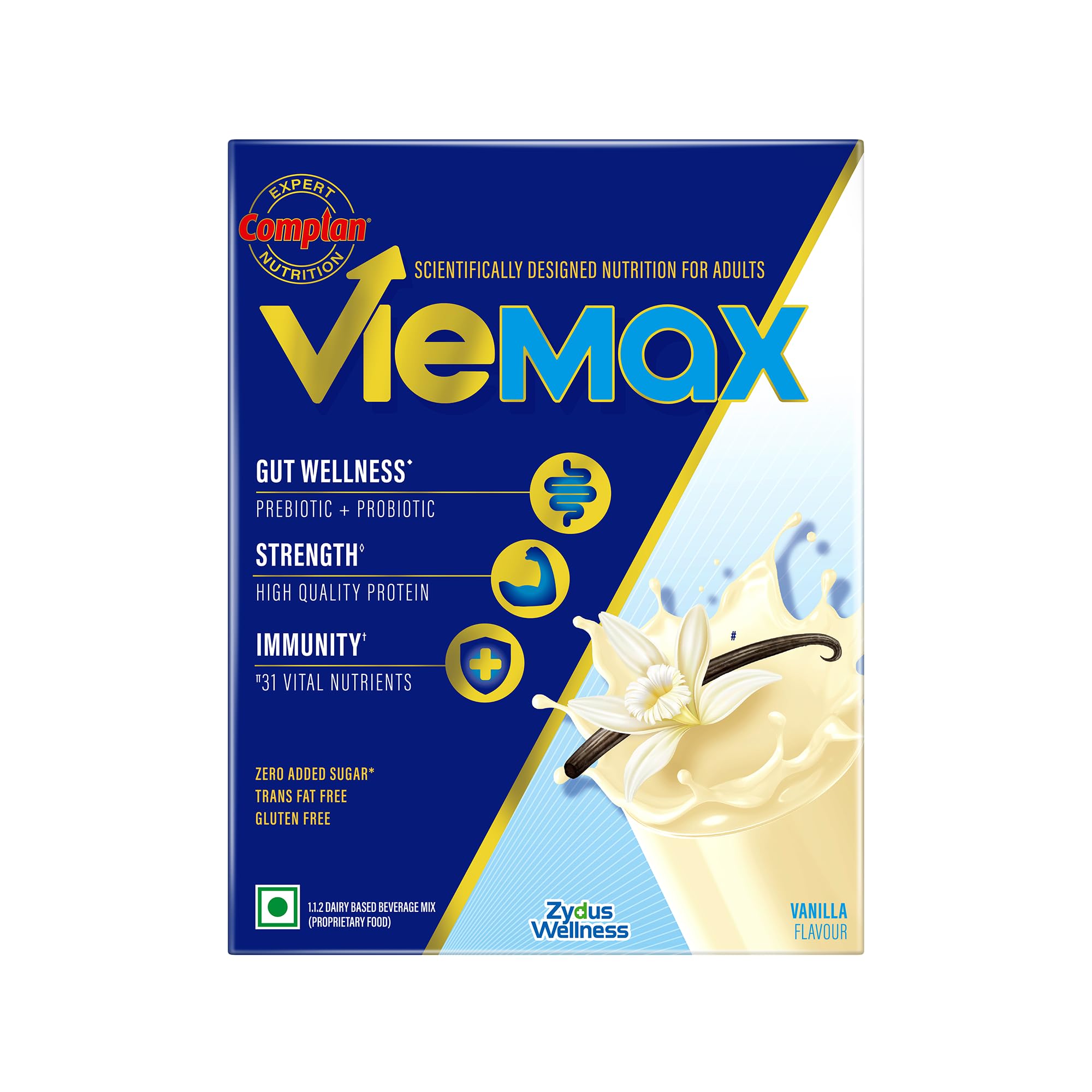 Complan VieMax - Scientifically designed nutrition for Adults (Vanilla Flavour, 200g) | High Protein, Prebiotic, Probiotic for Strength, Gut Wellness, Immunity