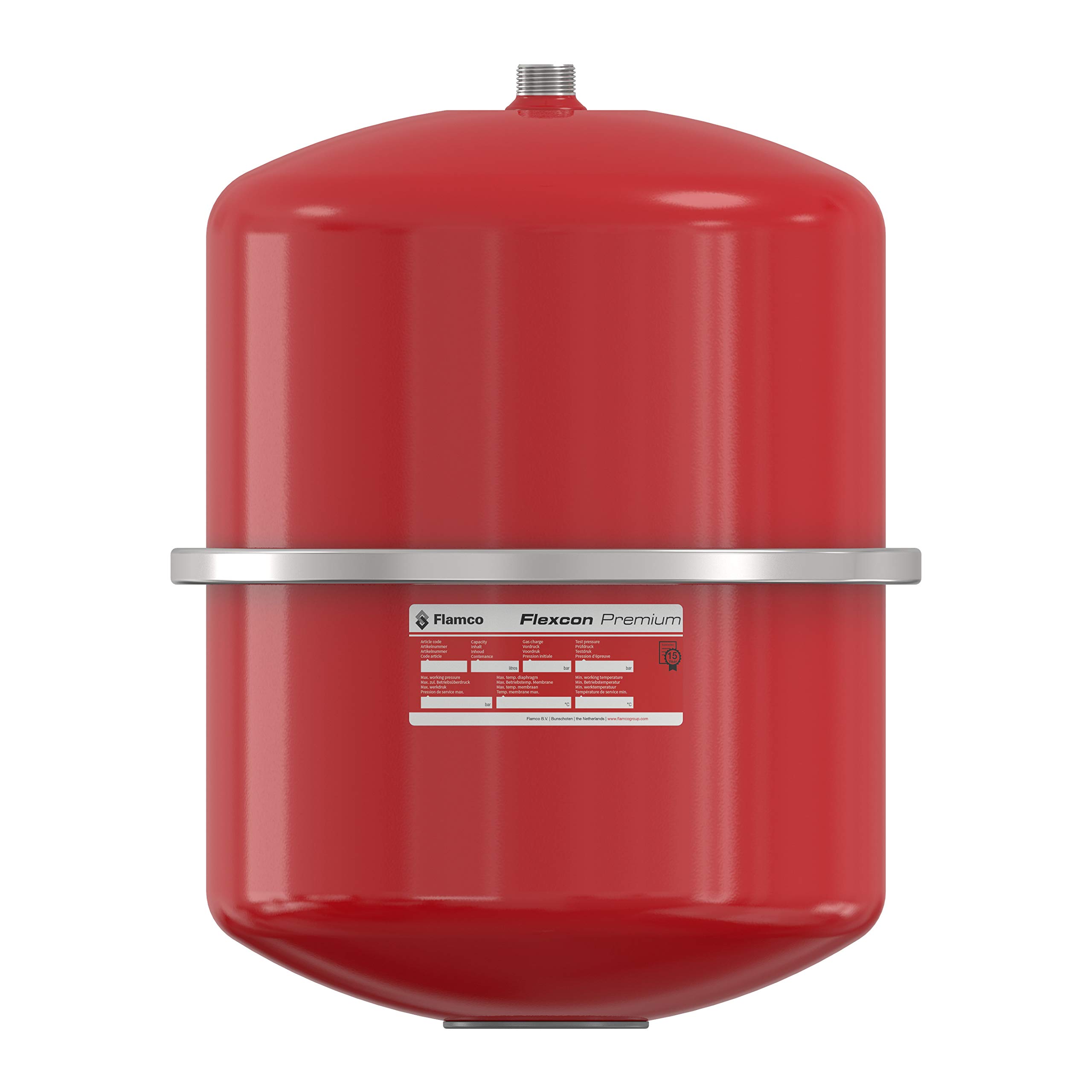 Flamco Flexcon Premium Vaso di espansione a membrana fissa da 25 litri 1/3 bar per impianti di condizionamento e refrigerazione a circuito chiuso e riscaldamento, rosso, 15 anni di garanzia 16923