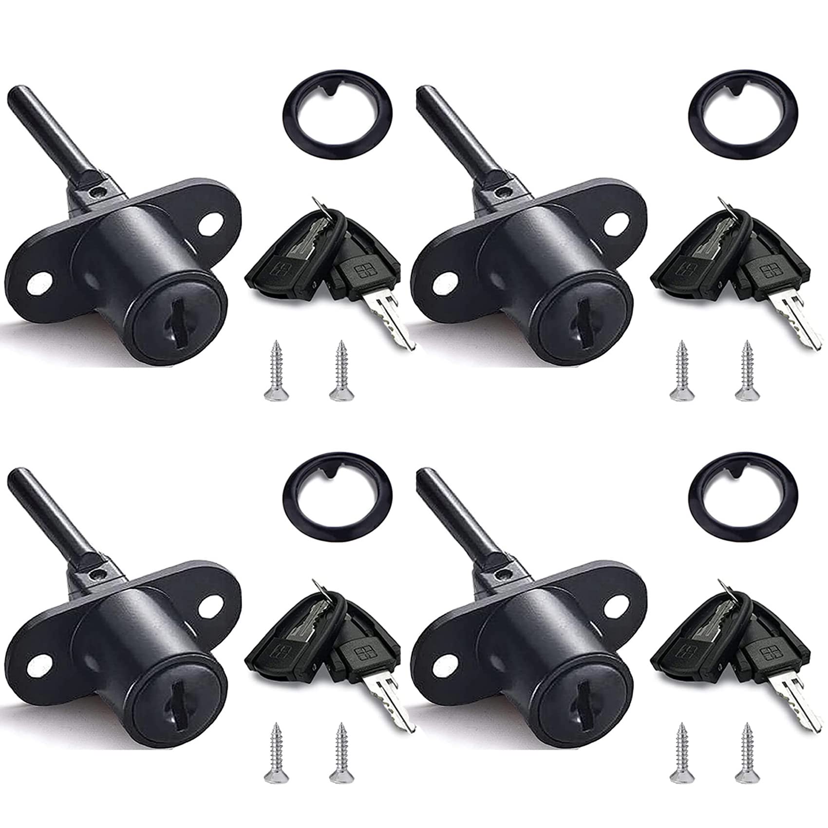 XIEHE 288 Filing Cabinet Lock, Zinc Alloy Desk Drawer Locks with 2 Key, Suitable for 3 Linked Drawers Office Cabinets Wardrobe Furniture Locker Set