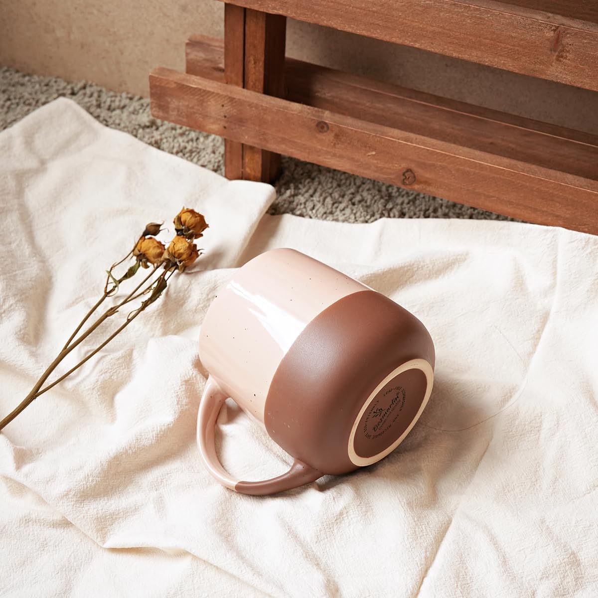 Bosmarlin Extra Large Ceramic Coffee Mug, 22 Oz, Dishwasher and Microwave Safe, Oversized Big Tea Cup (Light Pink) - Image 6