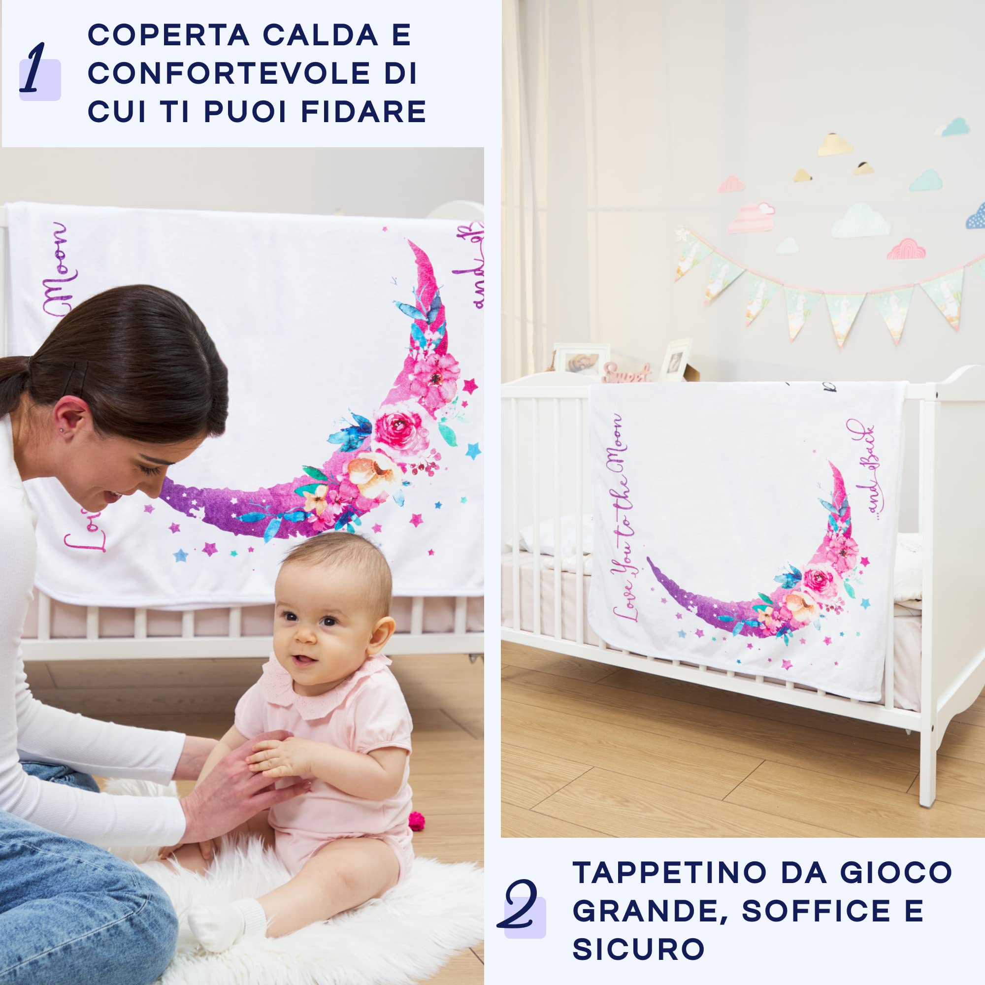 Luka&Lily Coperta Mesi Neonata Femmina - 150cm x 100cm Copertina Neonato per Bambine - Tappeto Mesi Neonato - Regali per Neonati Baby Shower