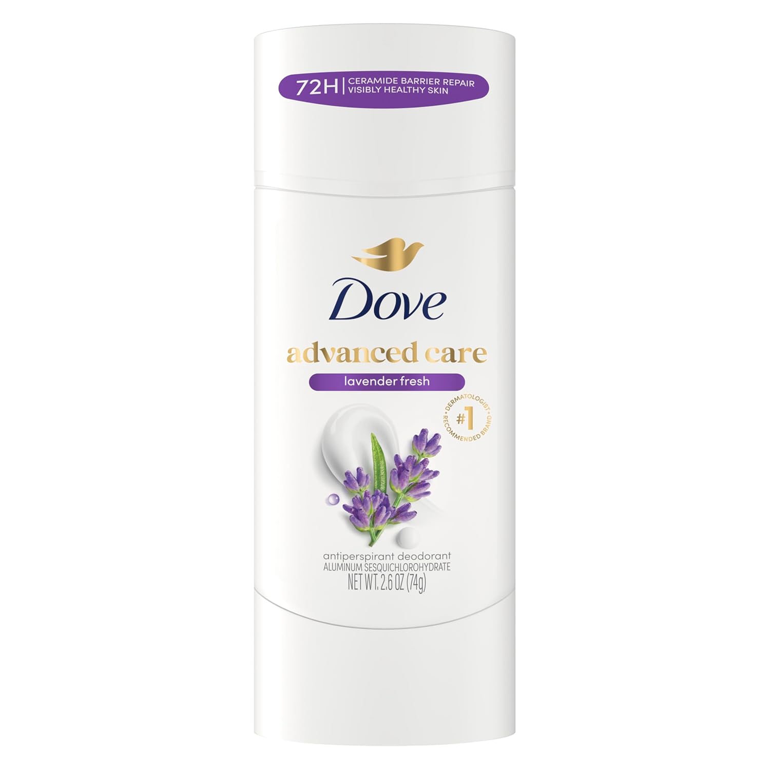 Dove Advanced Care Antiperspirant Deodorant Stick Lavender Fresh for Helping Repair Skin Barrier After Shaving, with 72-Hour Sweat & Odor Protection, 2.6 oz