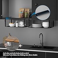 Vista 5 de 2Pack Under Shelf Basket Organizer,Adjustable Hanging Holder Storage for Cabinet Pantry Kitchen Cupboard Desk Counter Bookshelf Organization Add-on