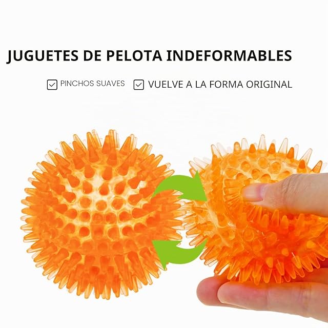 Foto 4 de 8 de SHARLOVY Pelotas chirriantes para perros pequeños, bolas de goma para buscar, paquete de 3 colores brillantes