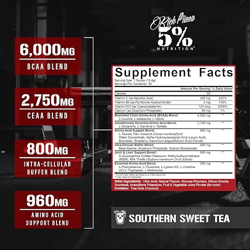 Miniatura 20 de 5% Nutrition Rich Piana AllDayYouMay BCAA Powder - Aminoácidos prémium para intra y después del entrenamiento, hidratación, resistencia,