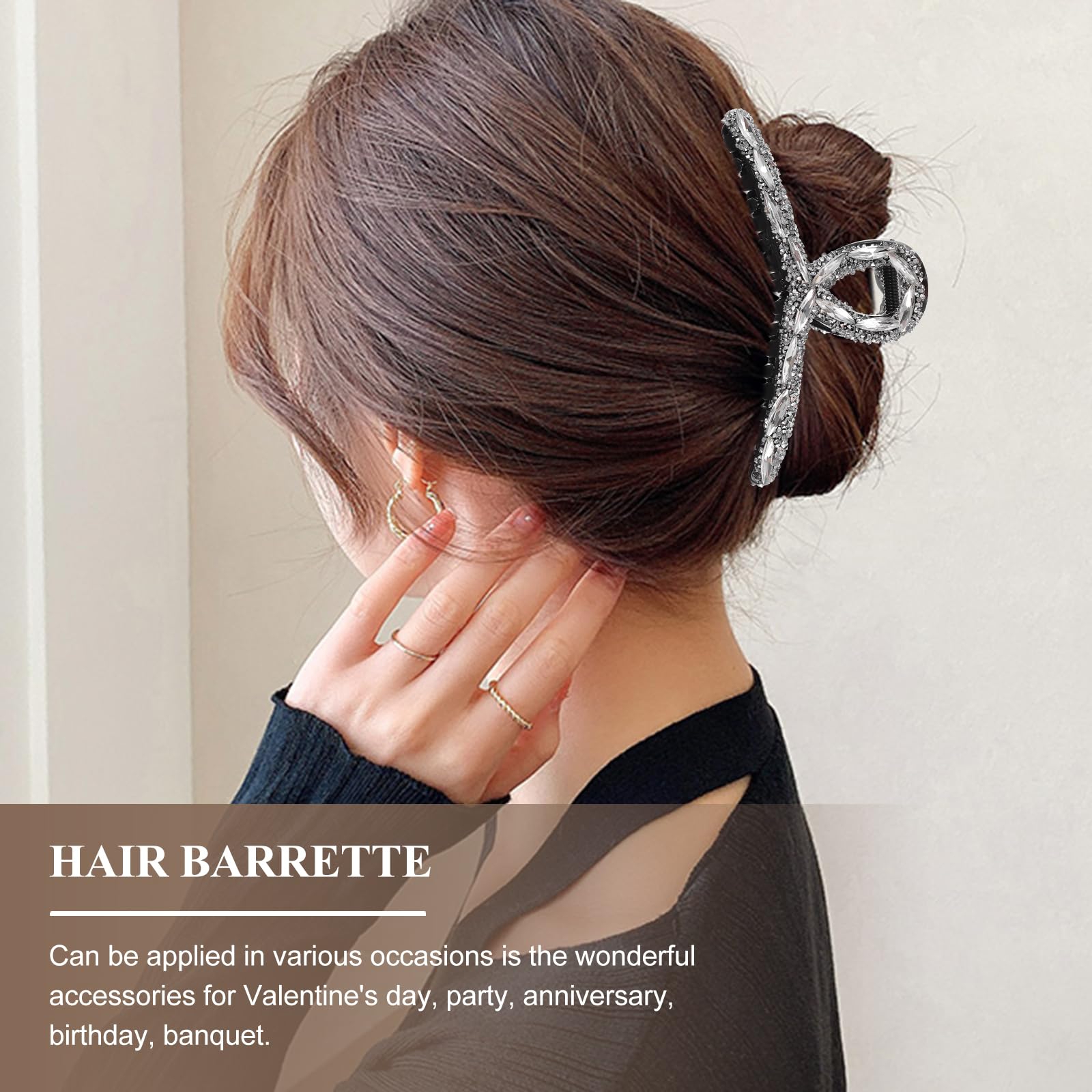 FOMIYES Sparkly Rhinestone Hair Claw Clip, Secure Hold for Thick Hair Versatile Styling, French-Inspired Elegance - Image 3