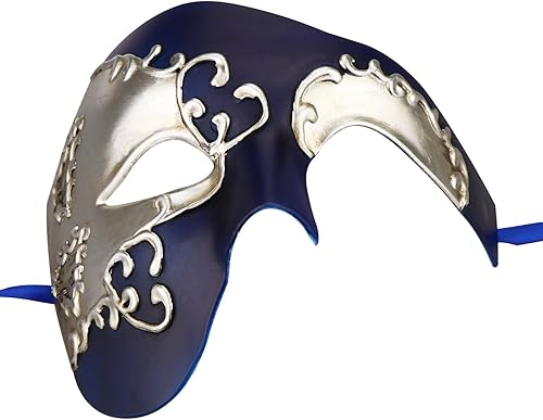 Miniatura 6 de Máscara de media cada para hombre del Fantasma de la Ópera para fiesta de máscaras carnaval veneciano diseño clásico