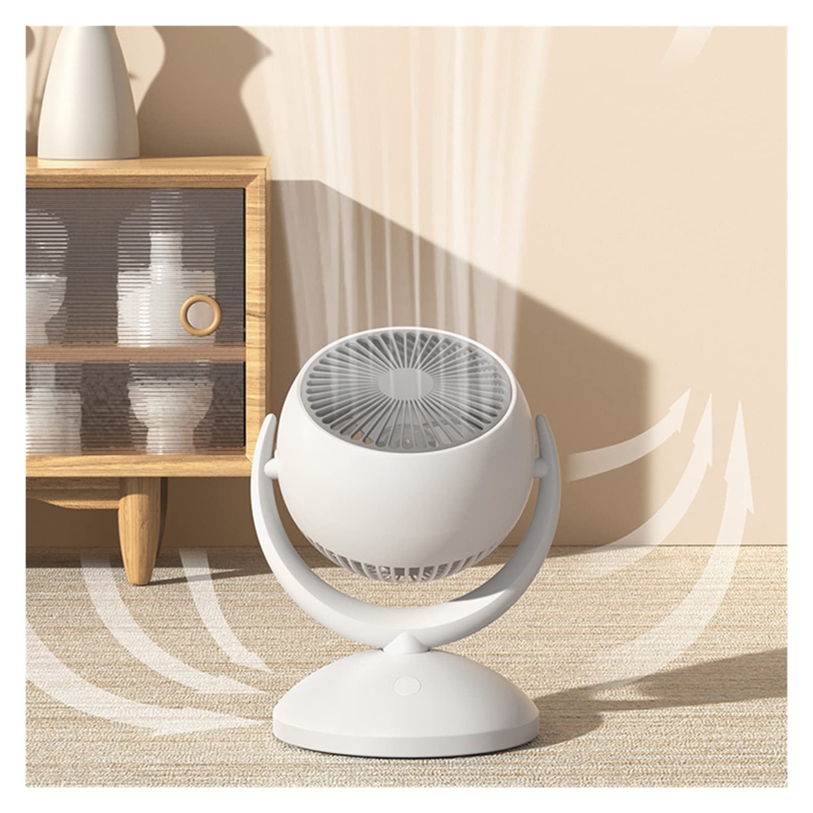 XJBTBA Ventola Regolabile a 4 velocità Rotazione a 360° Ventola di Raffreddamento per Ciclismo ad Aria da Tavolo per Uso Domestico Ventilatore Portatile Silenzioso Ricaricabile USB da Pavimento