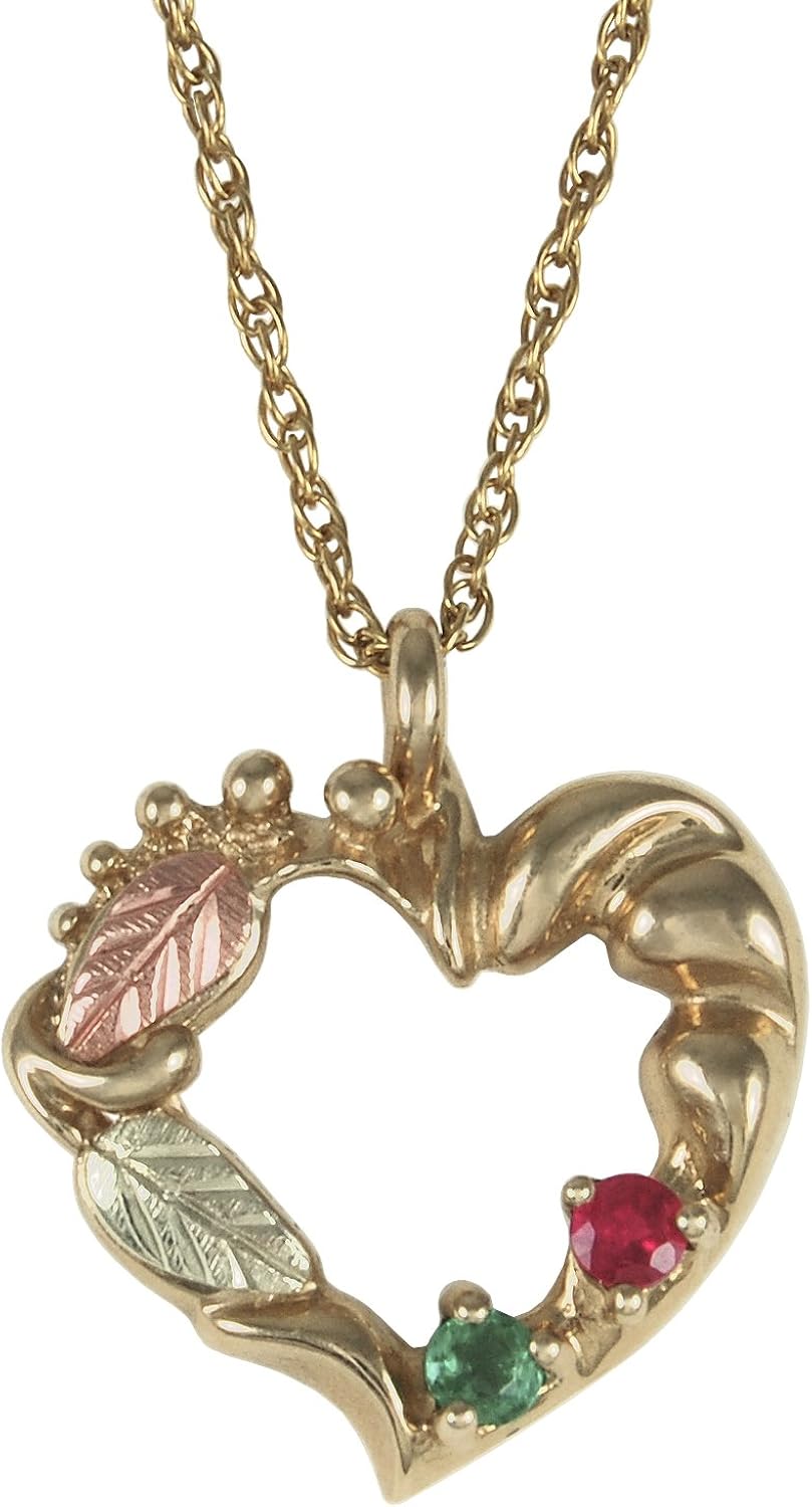 Emerald, Ruby Heart Pendant Necklace 