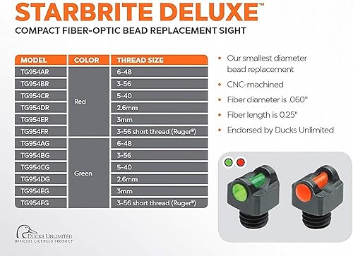 Miniatura 4 de TruGlo Cuentas de repuesto de escopeta de fibra óptica Starbrite Deluxe de bajo perfil, color rojo o verde