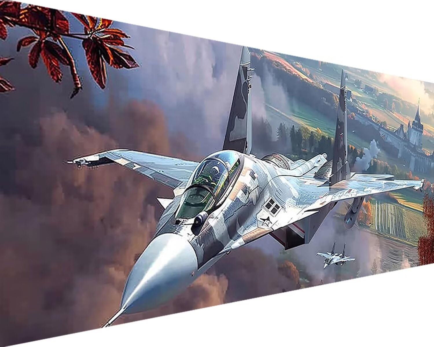 Malen Nach Zahlen Flugzeug, Malen Nach Zahlen Erwachsene Landschaft Acrylmalerei Set, DIY Rahmenlos Malen Nach Zahlen Kinder ab 10 Jahre Mädchen Kunsthandwerk Geschenk für Home Wall Deco 60x120cm O-5
