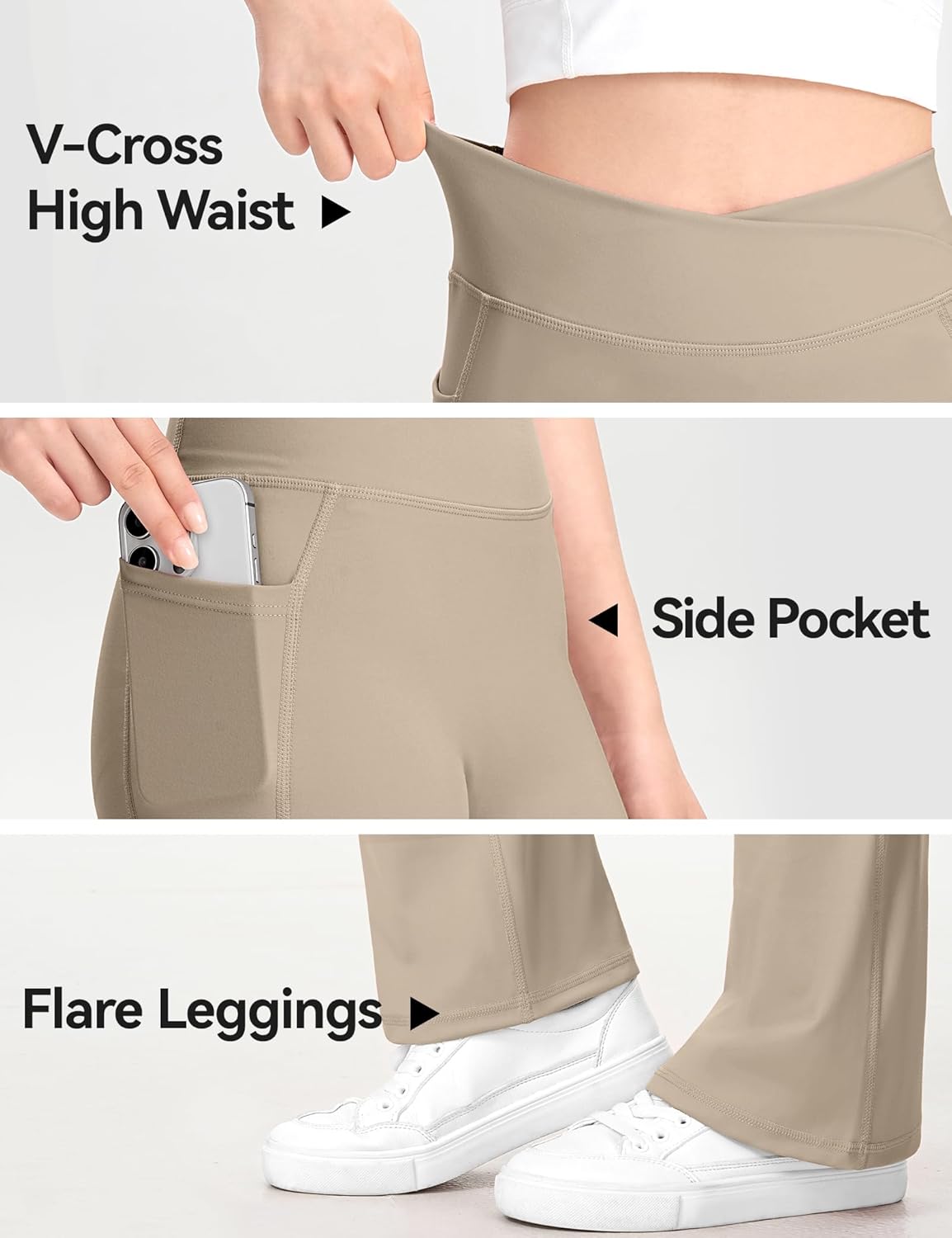 KEREDA Girls Flare Leggings High Waist Bell Bottoms for Kids Yoga Dance Pants with Pockets Ages 7-14 Years - Image 6