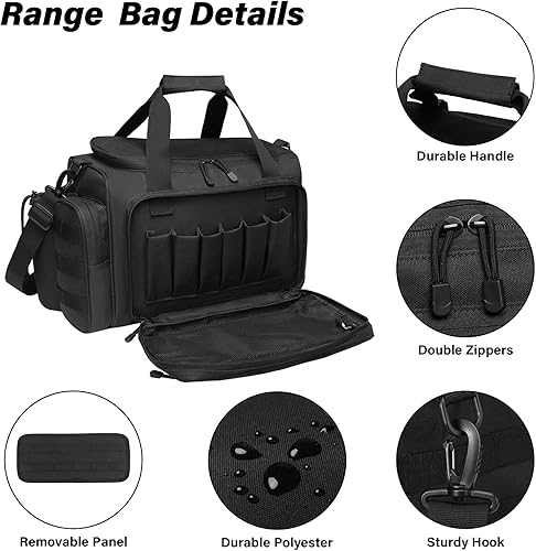 Miniatura 2 de MOSISO Bolsa táctica para pistola, bolsa de lona de gran alcance para pistolas y equipo, bolsa de transporte con asa y correa de hombro para