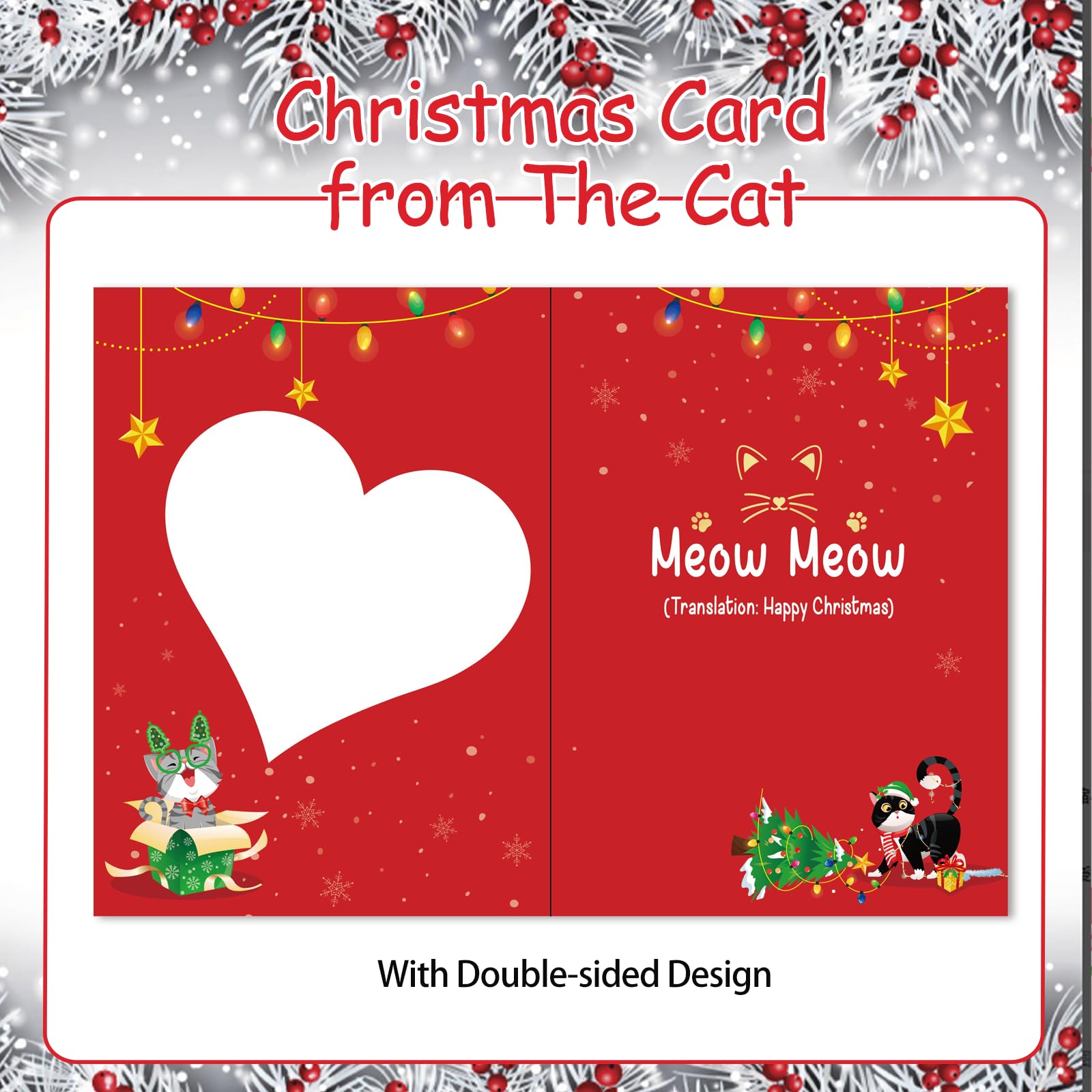HOWAF Christmas Card from The Cat, Xmas Card & Keyring, Gifts for Christmas from The Cat for Women, Cat Mum - Image 4