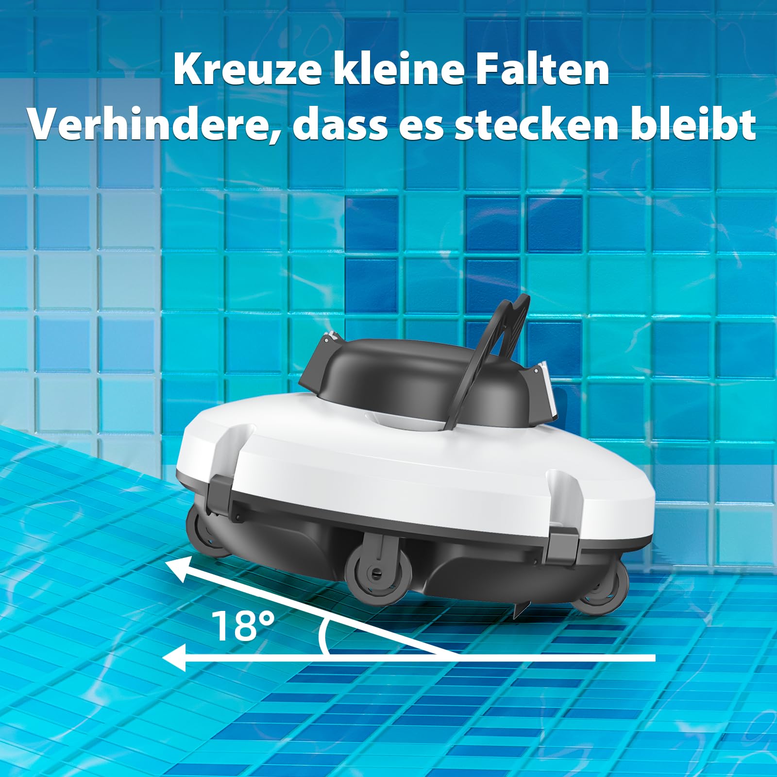 Redkey Upgrade S100 Poolroboter Akku, Akkulaufzeit 200 Minuten,Max Steigung 18°,Selbstparkend, Automatische Poolreiniger Kabelloser, Poolreinigungsroboter,Geeignet für Flache Pools bis zu 120 m²