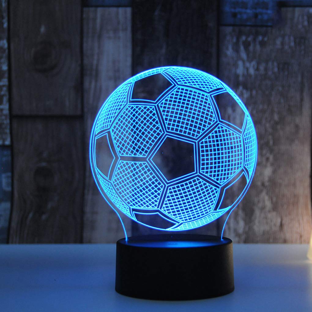 AZIMOM 3D Illusion Lamp Soccer Decor Night Light 7 Colors Changing Led Night Light for Kids Smart Touch Optical Illusion Bedside Lamps Bedroom Home