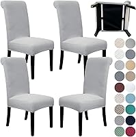 Vista 26 de SPRINGRICO Paquete de 2 fundas para sillas de comedor con cinturón de seguridad, fundas elásticas para sillas Parsons lavables, fundas protectoras