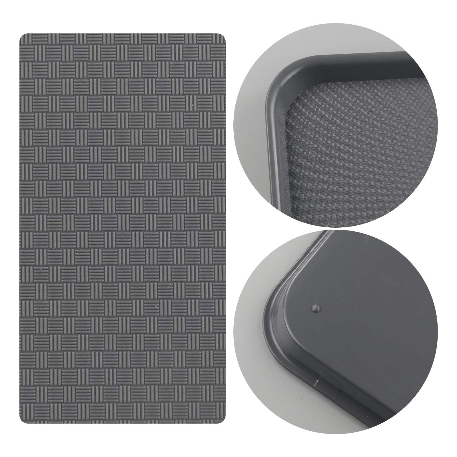 Juego de 6 bandejas de plástico para Servir Bebidas, Comida rápida, Blanco Gris