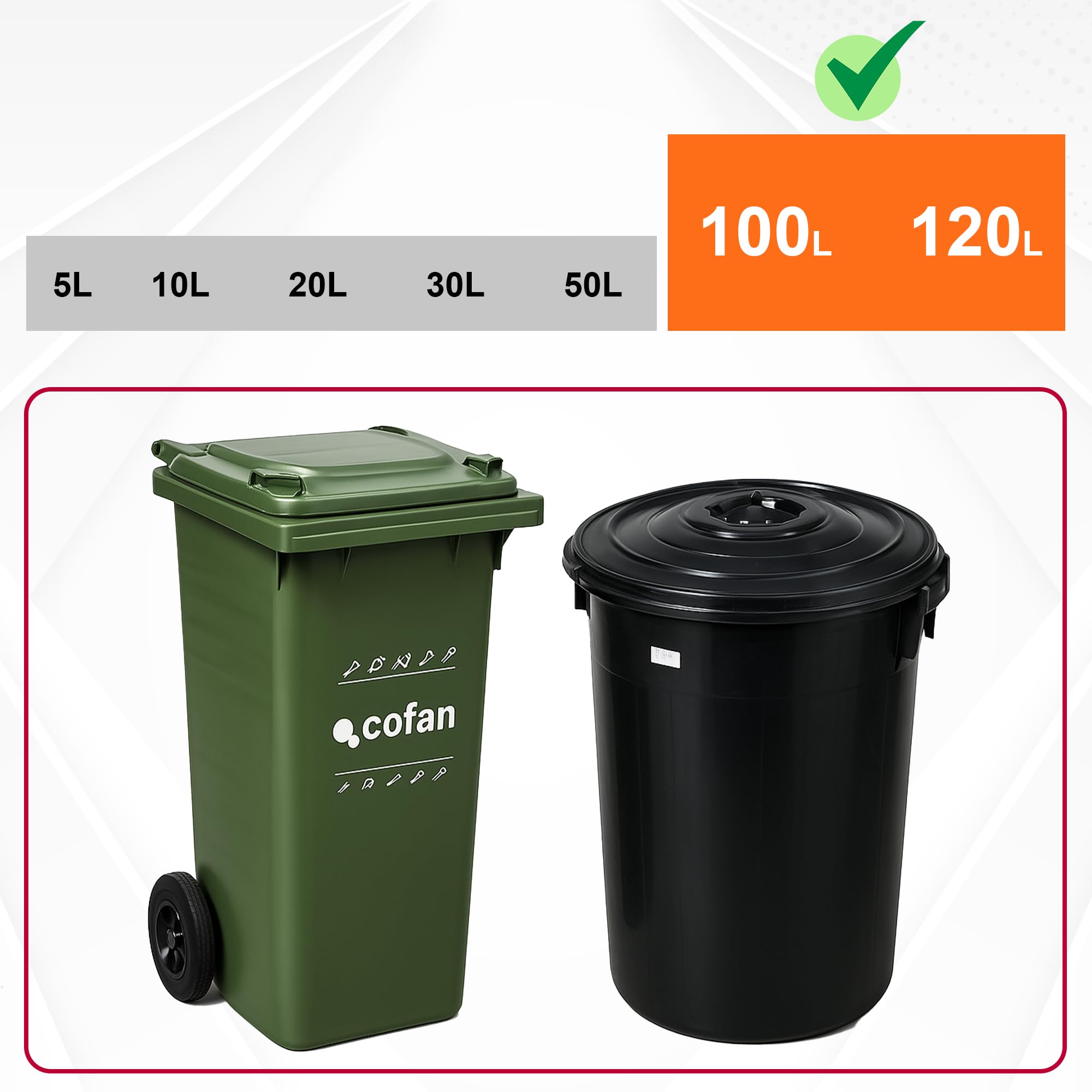 40 Rollos de Bolsas de Basura 120L (400 Unidades) | Muy Resistentes | Ideal para Uso Jardín, Hostelería, desperdicios | Bolsas de Plástico | Económicas