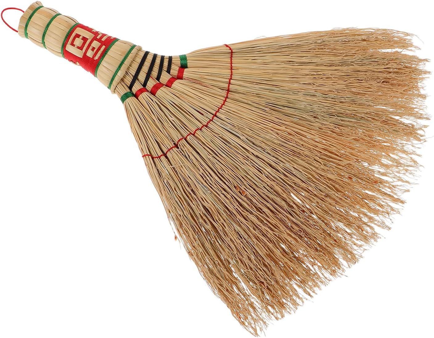 Garneck Handmade Small Straw Broom with Hand-Woven Broomstick, Portable Mini Grass Broom for Bed and Sofa Cleaning, Natural Handheld Sweeping Brush for Household and Office Use