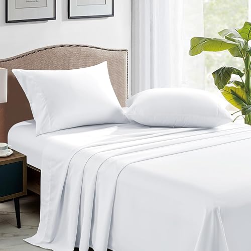 Miniatura 2 de FreshCulture Juego de 2 fundas de almohada blancas tamaño Queen, cierre de sobre, tela de microfibra cepillada suave, 20 x 30 pulgadas, juego de 2