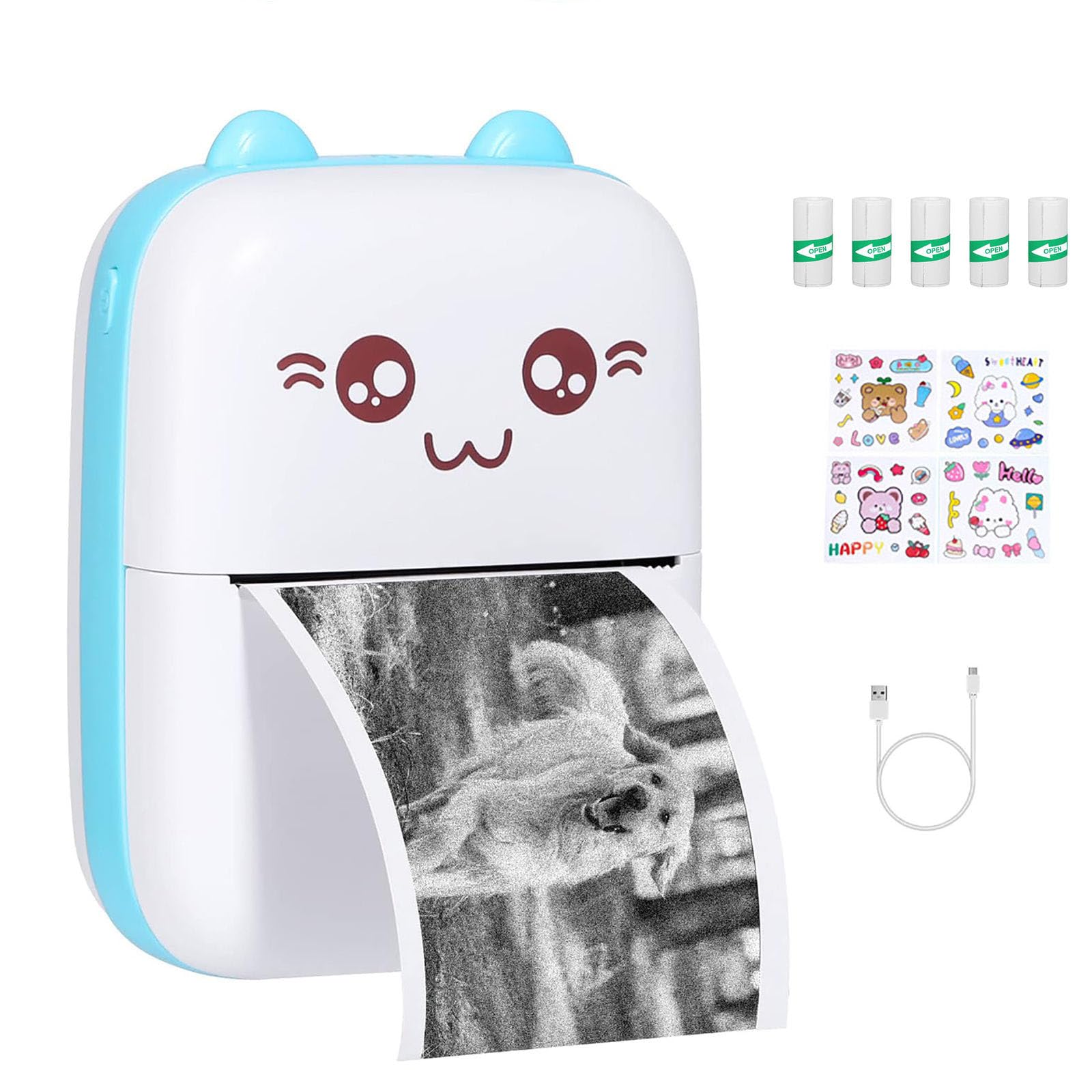 Mini Impresora de Bolsillo, Impresora Inteligente inalámbrica Bluetooth, Impresora térmica portátil, Impresora inalámbrica Bluetooth Compatible con iOS y Android para imágenes/Foto