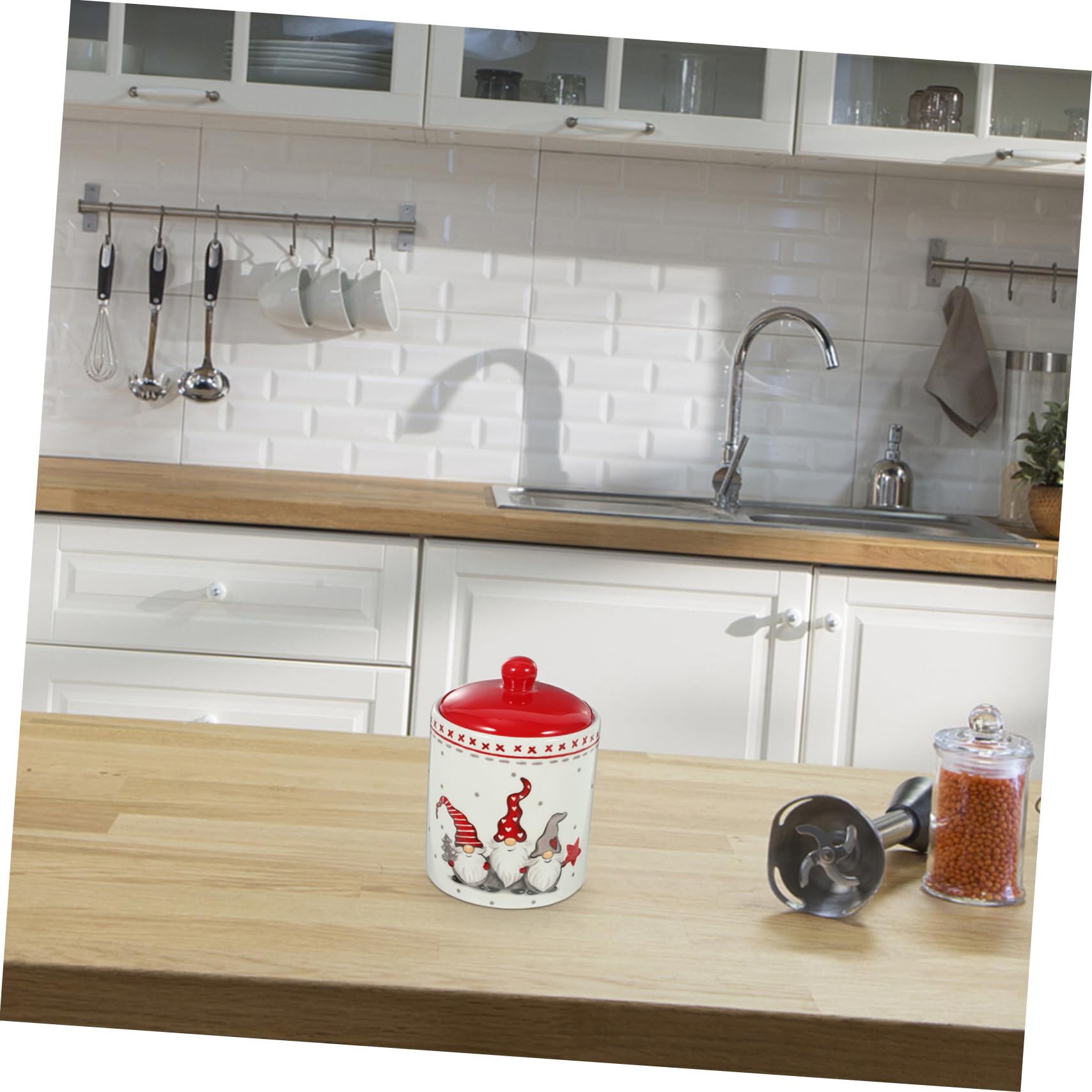 Barattolo Ceramico Natale Con Coperchio Contenitore Per Caramelle e Tè Idea Creativa Per Feste Resealabile e Decorativo Per Snack e Tè Sfuso