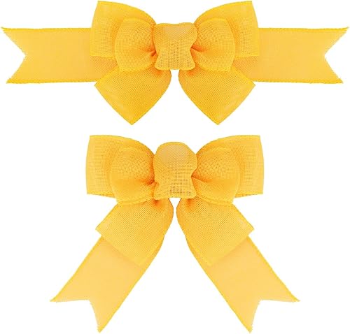 Miniatura 181 de 2 lazos de arpillera de Navidad, hechos a mano, prefabricados para coronas, adornos decorativos grandes de Navidad, decoración de árbol, lazos