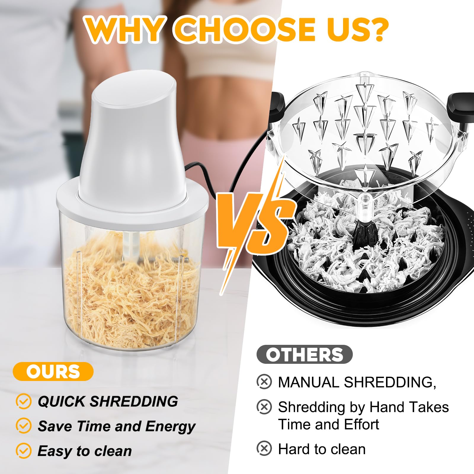 TURNRISE 250W Elektro-Zerkleinerer - Hähnchenshredder Mit 2 Klingen Für Fleisch, Obst, Gemüse