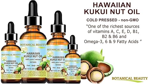 Miniatura 6 de KUKUI - Aceite de nuez 100% puro, natural, virgen, sin refinar, aceite portador prensado en frío, 0.5 fl oz, 0.5 fl oz para cara, piel, cuerpo,
