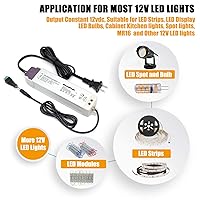 Vista 5 de PLUSPOE Tira de luz LED de 50 W regulable (4.15 A), magnética, transformador de 110 V CA a 12 V CC, fuente de alimentación de bajo voltaje