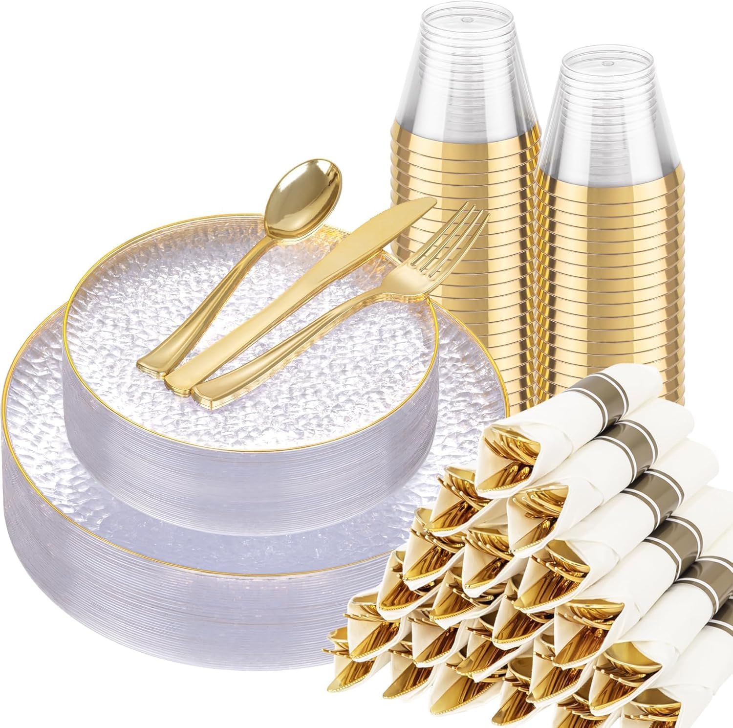 Blue & Gold Party Plates - 175 Piece Set -13