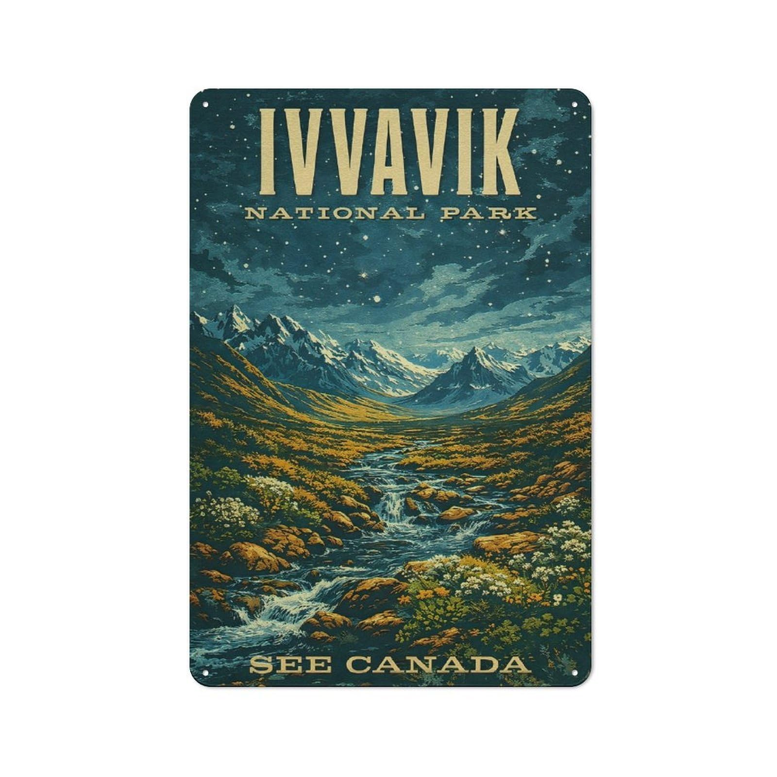 Junmoney Style-24 Tin Wall Plaque 30X20cm With Ivavvik National Park Vintage For Hallway Wall, Suited To Wall Displays In Hallways And Entrance Areas