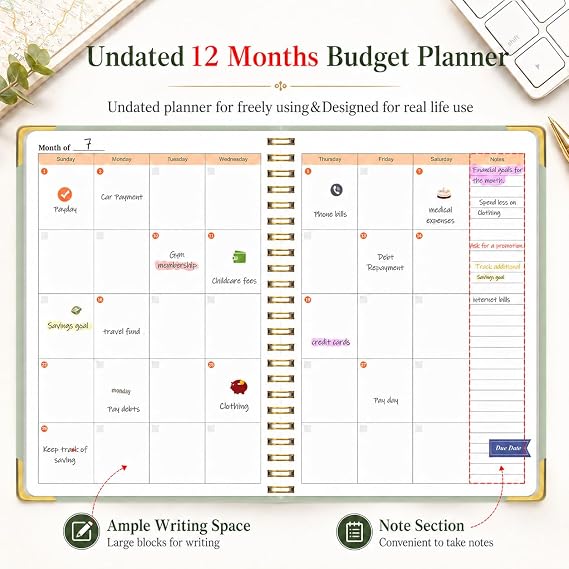 Budget Planner - Monthly Budget Book with Expense Tracker Notebook, B5