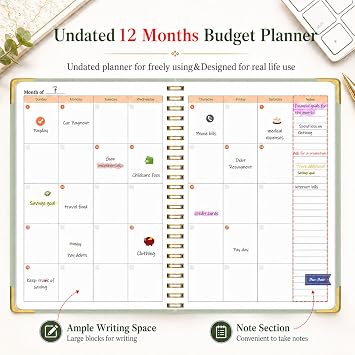Budget Planner - Monthly Budget Book with Expense Tracker Notebook, B5