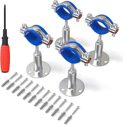 TAISHER 4 soportes de tubo ajustables de acero inoxidable 304 para montaje en pared, abrazadera de soporte de correa de tubo ajustable, adecuado