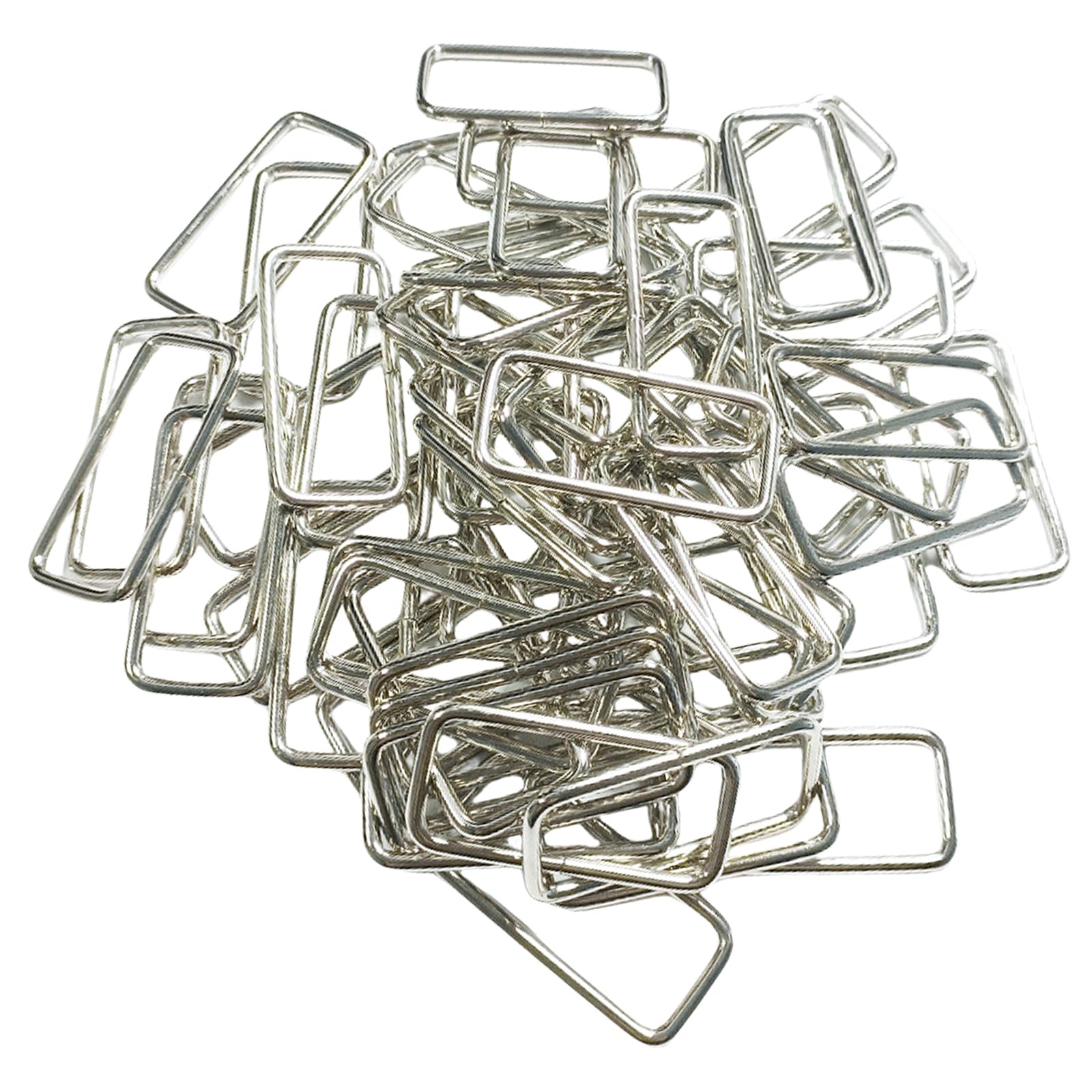Tsophreniq 100Pieces Rectangle Rings Metal Webbing Rings Buckles for Webbing Belts Pet Collar Dog Leashes Backpacks Handbag Strap Luggage Strap Fasteners