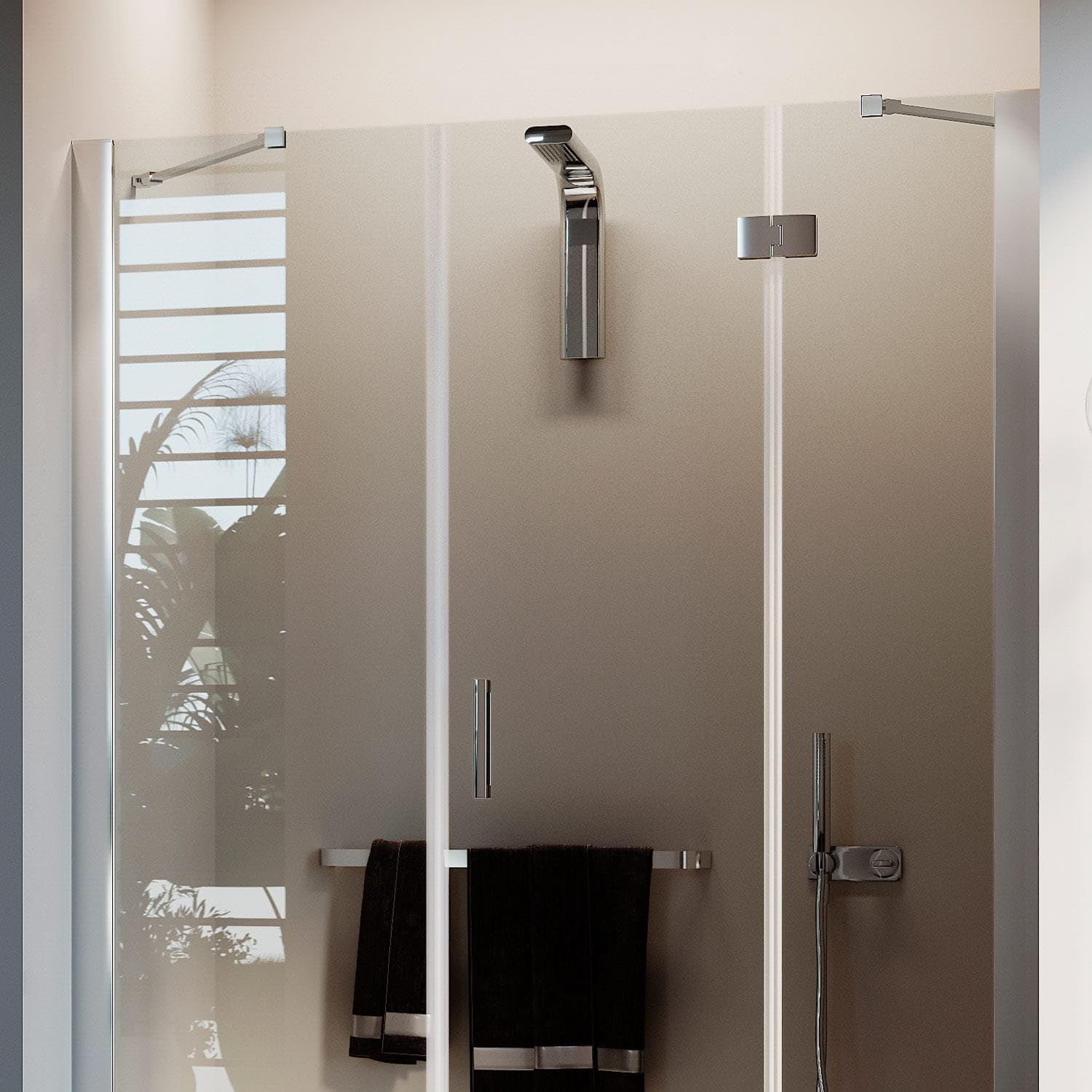 Porta Doccia 165CM H190 Vetro Trasparente con Easy-Clean mod. Flip Anta + Fisso