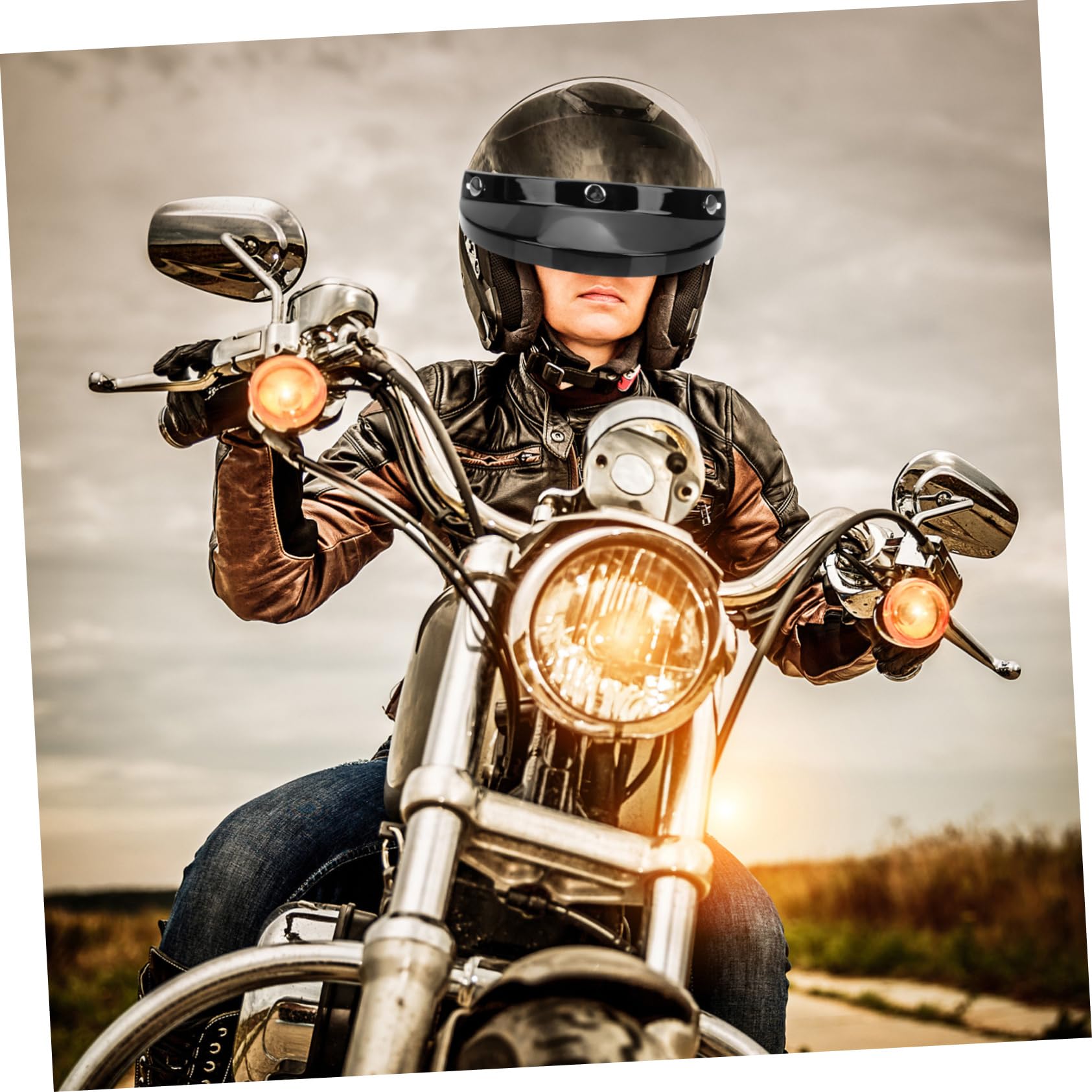 ABOOFAN Motorcycle Visor Retro Sun Shade Accessory for Outdoor Riding Wear Resistant Design Fit Enhanced Protection Against Sun and Rain