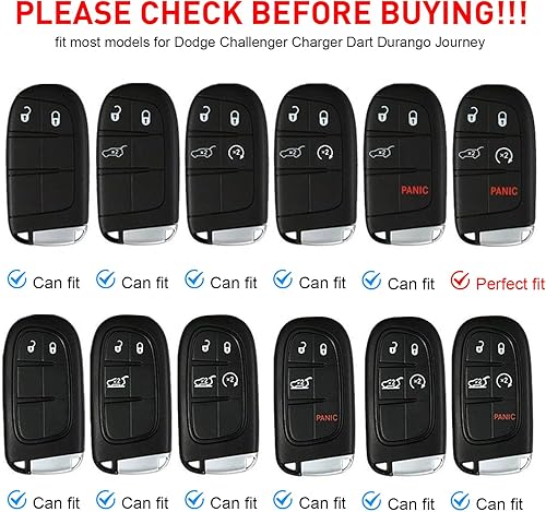 Miniatura 6 de Funda para llavero para Dodge Accessories de 5 botones para Dodge Charger Challenger Dart Durango Journey de repuesto de control remoto de 3, 4, 5