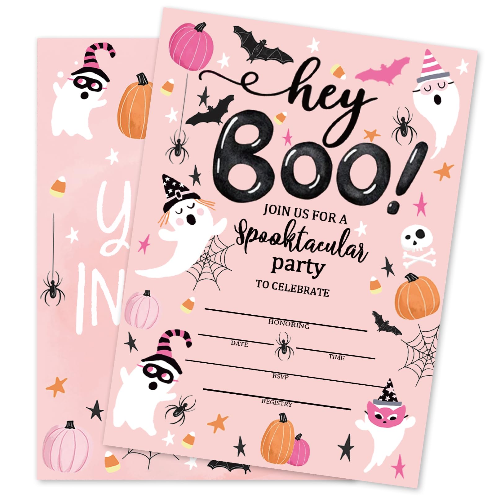 Tarjetas de invitación de Halloween con pegatinas para suministros de fiesta 8